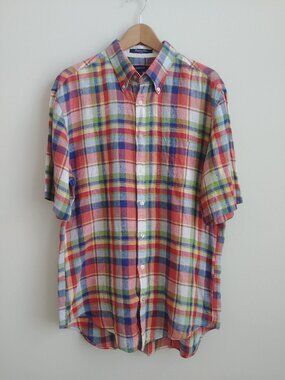 Gant Men's XL Hampton 100% linen E-Z Fit Mens short sleeve button down shirt